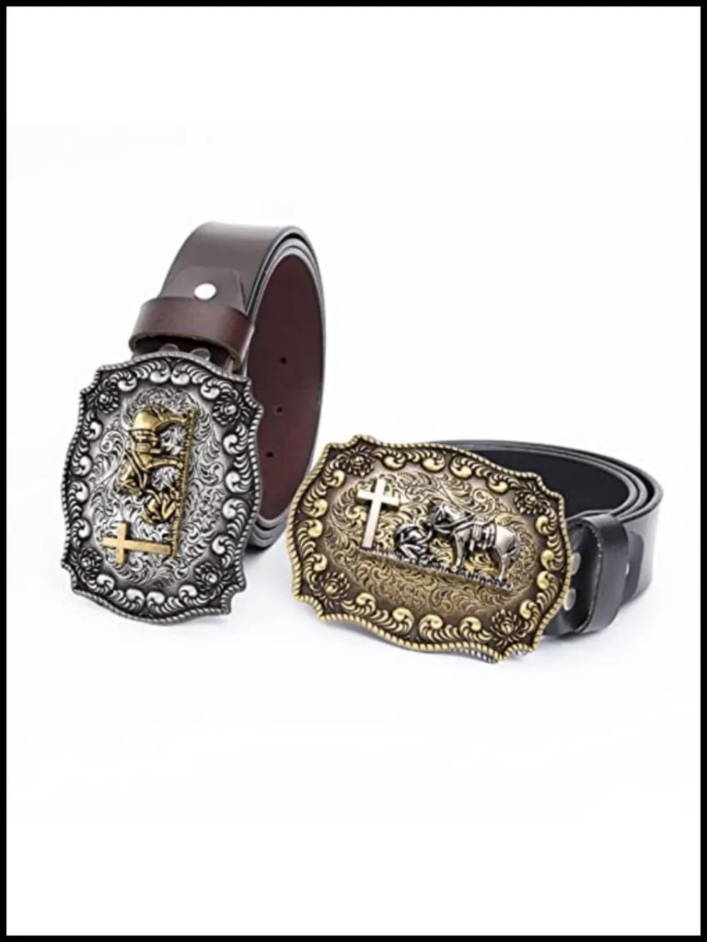 Western Cowboy Celtic Cross Horse Belt Buckle Gift for Men